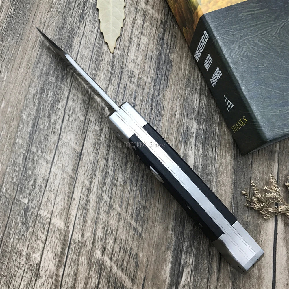 Multi-functional Pocket Knife 2.91-inch D2 Steel Blade Black G10 Handle Portable Outdoor Fruit Folding Knife EDC Camping Hiking Hunting Tactical Tool Gift