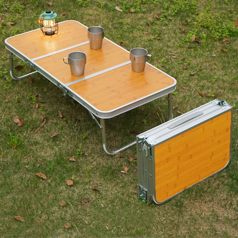 Folding Camping Table 3 Fold with Aluminum Legs Lightweight Camp Tables Foldable Beach Table for Home Picnic BBQ Garden Cooking