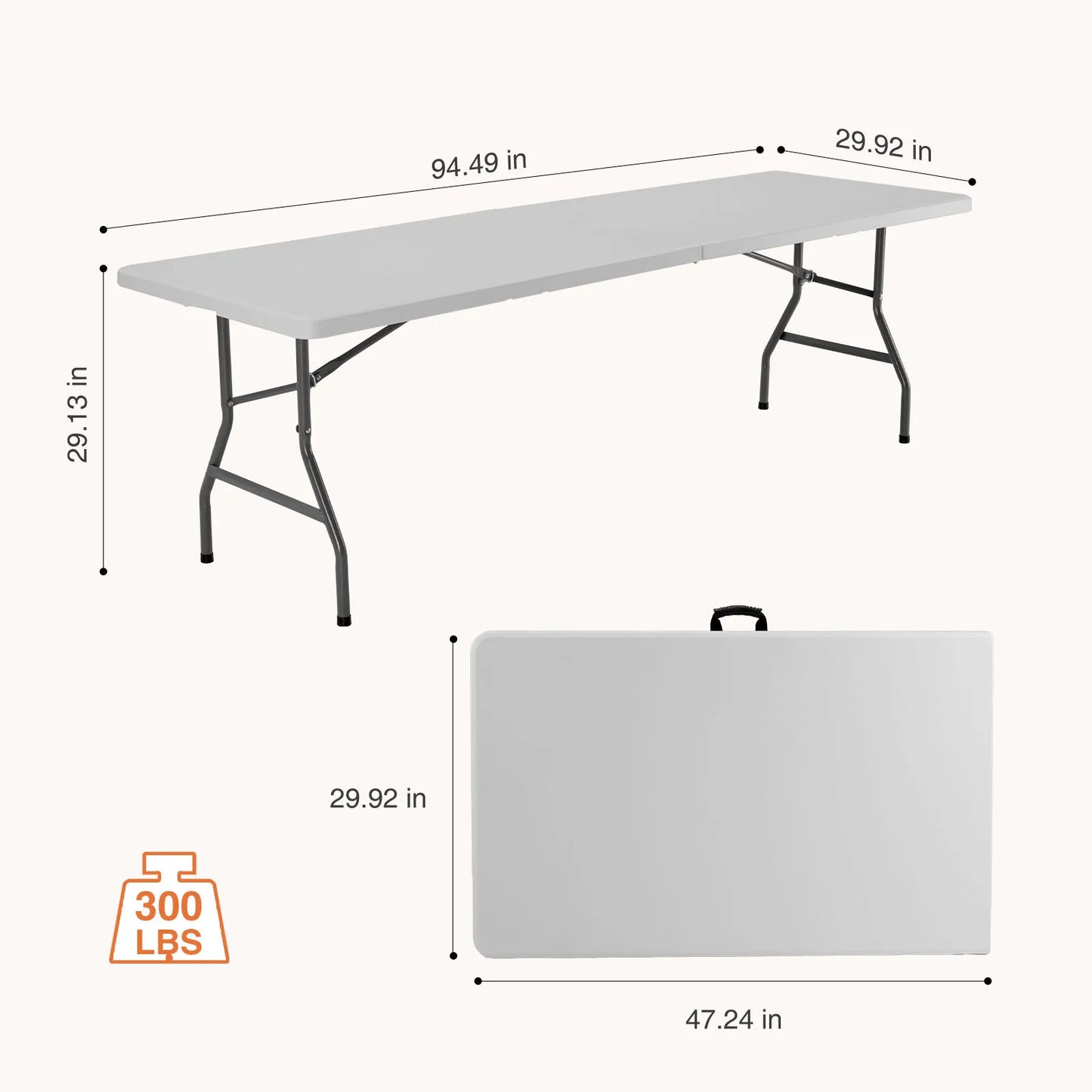4/6/8 FT Portable Folding Outdoor Indoor Table Heavy Duty Foldable Table with Carrying Handle Safety Lock For Camping Picnic Dining