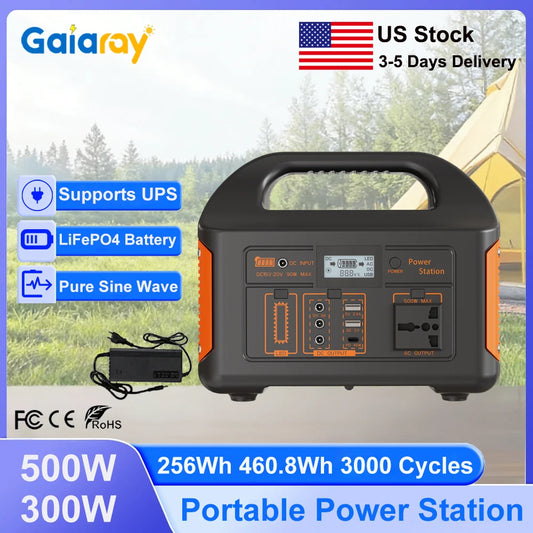 Gaiaray 300W 500W 460.8Wh Portable Power Station Solar Generator AC 110V Emergency Power Plant Power Bank for Home Camping RV