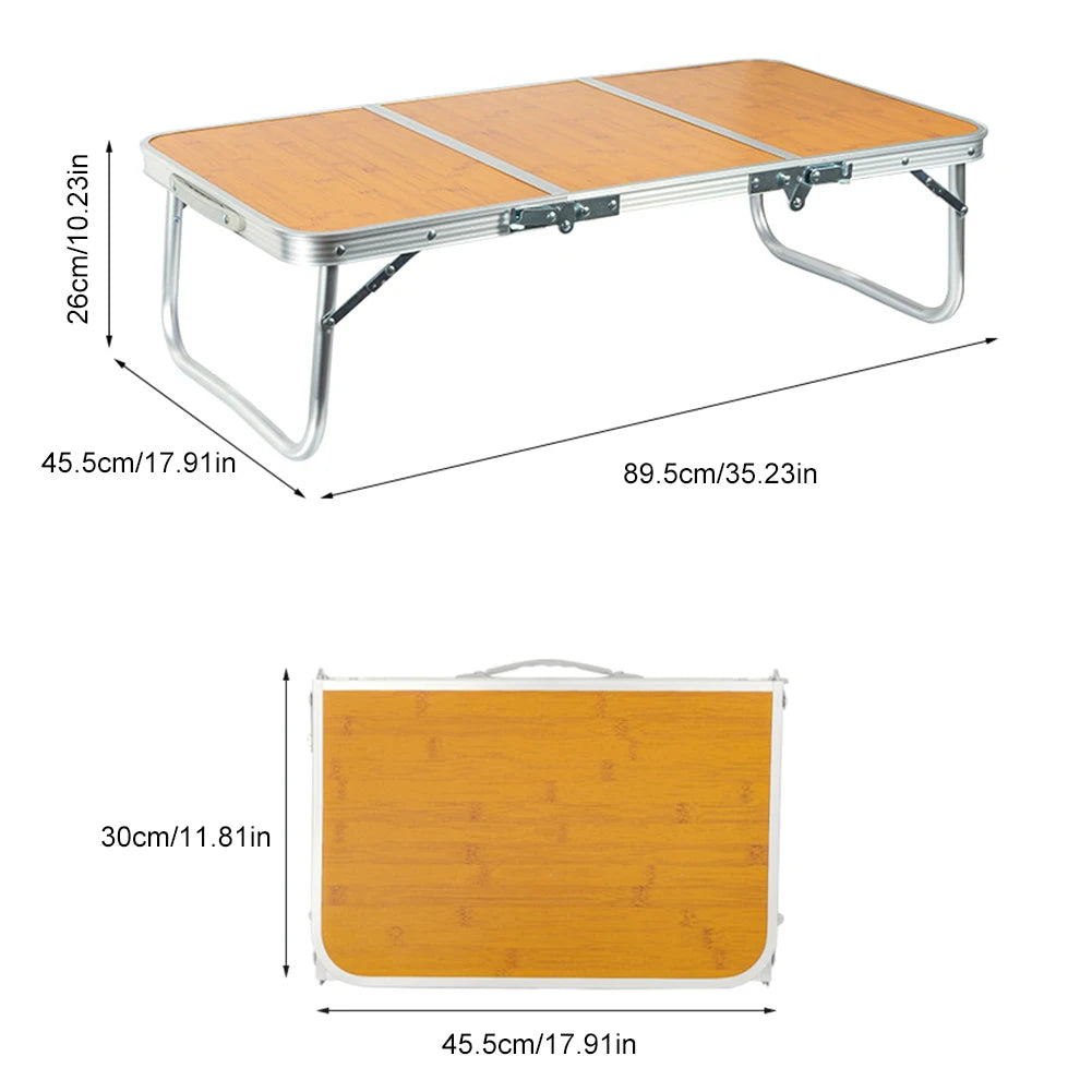 Folding Camping Table 3 Fold with Aluminum Legs Lightweight Camp Tables Foldable Beach Table for Home Picnic BBQ Garden Cooking