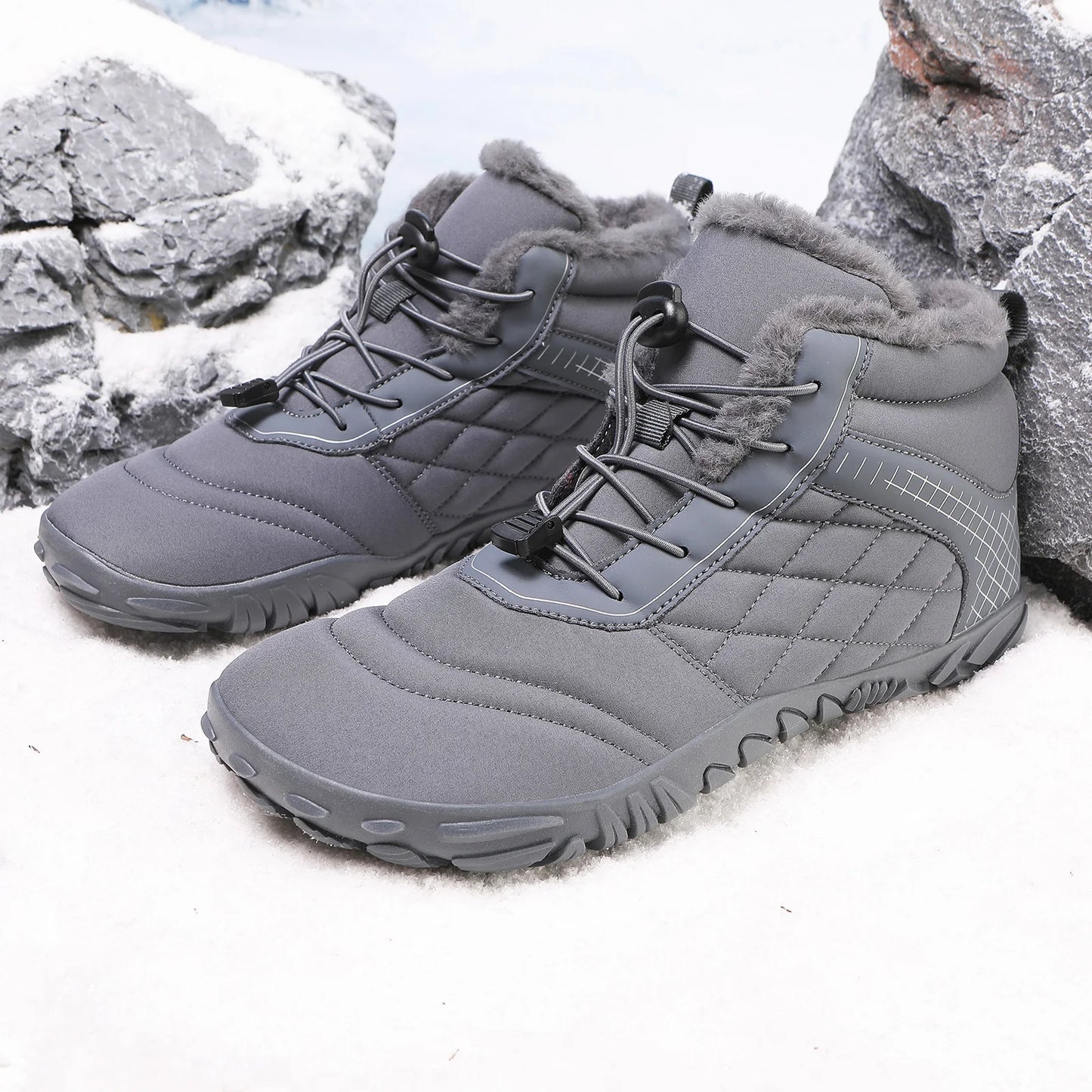 Plus Size Barefoot Hiking Boot Thermal Ankle Bootie Anti-slip Casual Sneakers Thickened for Men Women