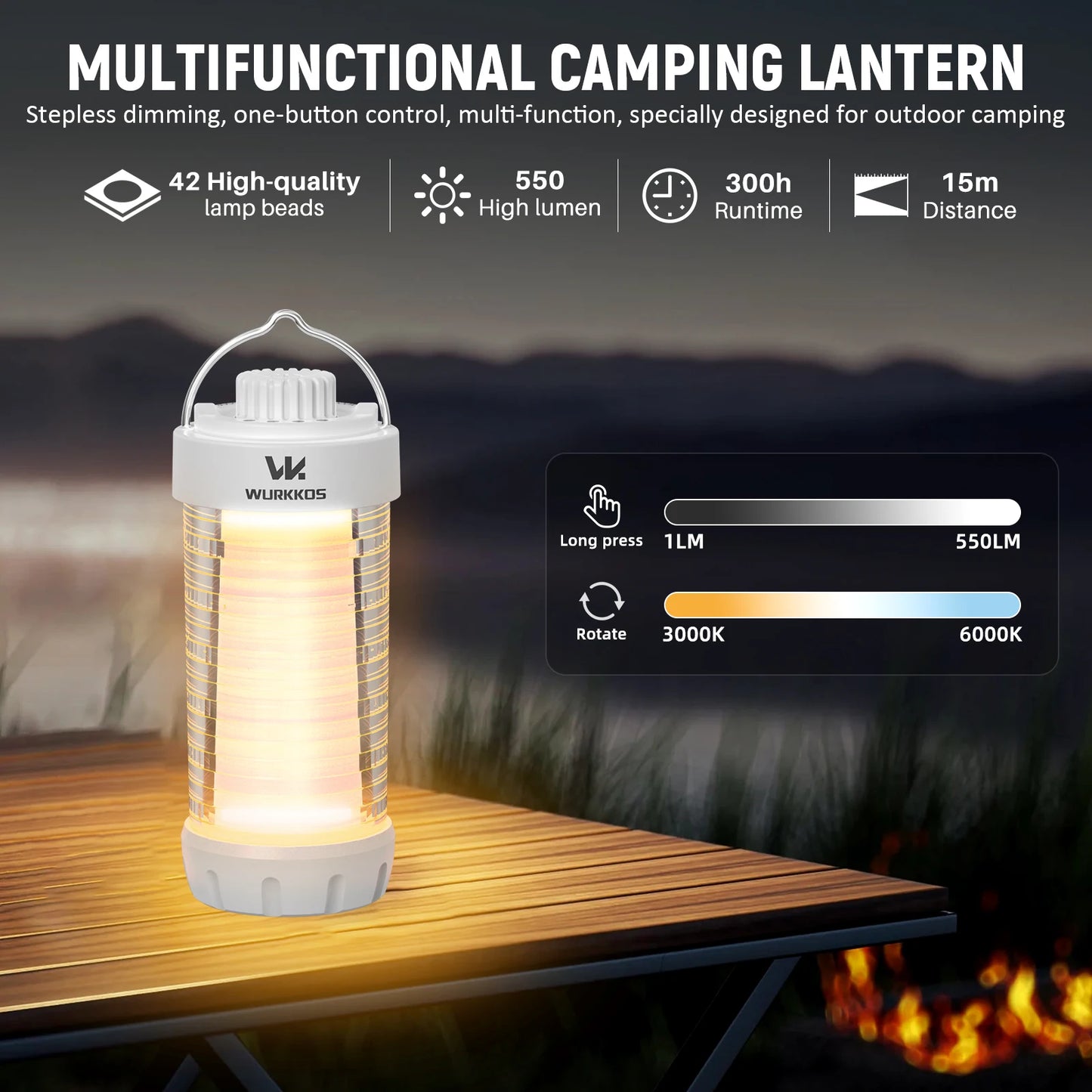 Wurkkos CL01 Mini RGB 360° Flashlight 550 Lumens 21700 Rechargeable LED Flashlight Camping Light Power Bank Waterproof