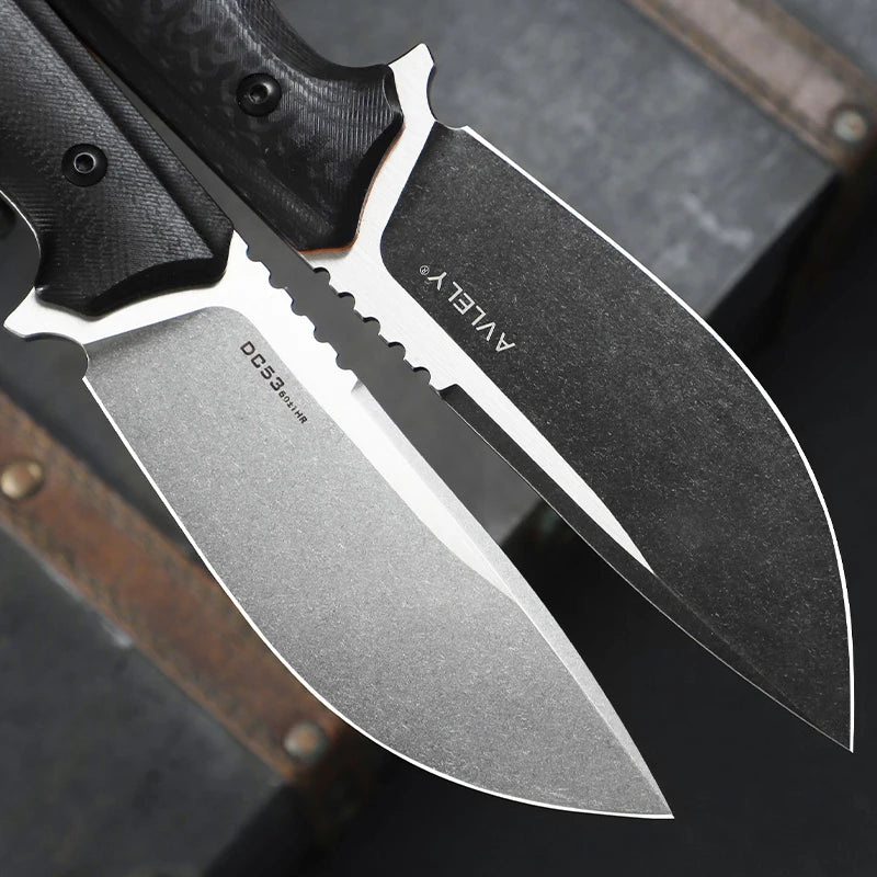 DC53 steel fixed blade straight knife, G10 handle with K sheath, outdoor camping hunting self-defence knife, camping EDC tool