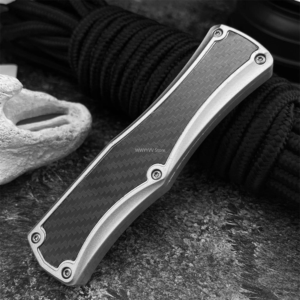 Portable Outdoor Folding Knife, 440C Blade Zinc Alloy Handle, with Pocket Clip Camping Hunting Hiking Travel  Practical Tool