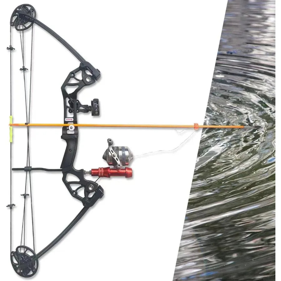 Bowfishing Bow Kit with Arrow Ready to Shoot Right Handed 15-45 LBS Draw Length 18"-29.5" AdjustableAxle-to-Axle: 34.2" Complet