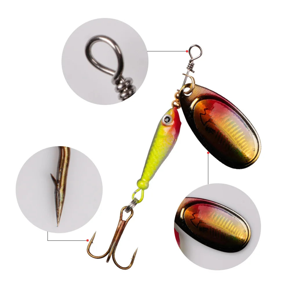 Rotating Metal Spinner Fishing Lures 9g Sequins Iscas Artificial Hard Baits Crap Bass Pike Treble Hook Tackle Lure חכת דייג