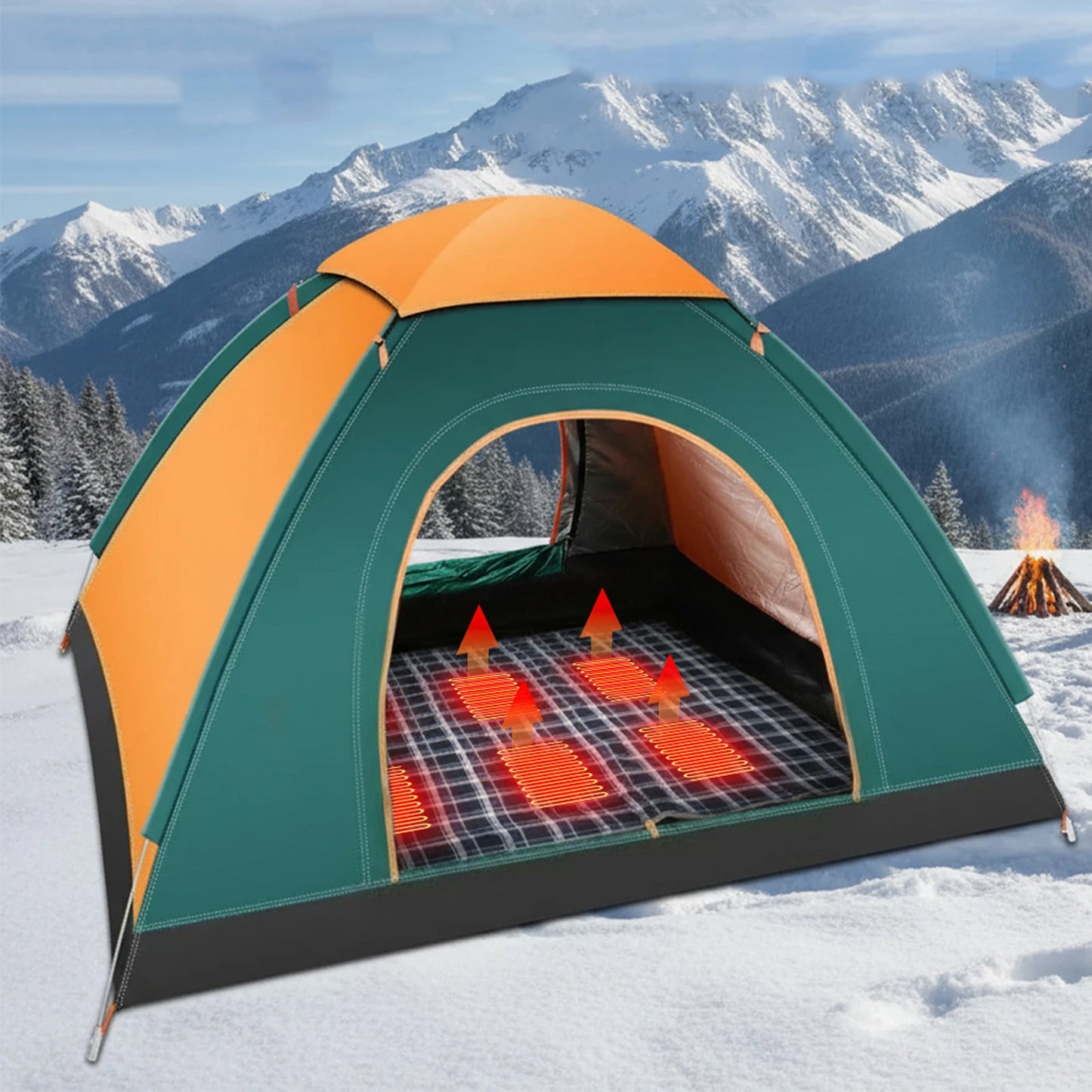 Camping USB Heating Sleeping Mat 3 Adjustable Temperature Outdoor Electric Heating Pads with 6 Heating Zones for Hiking Travel