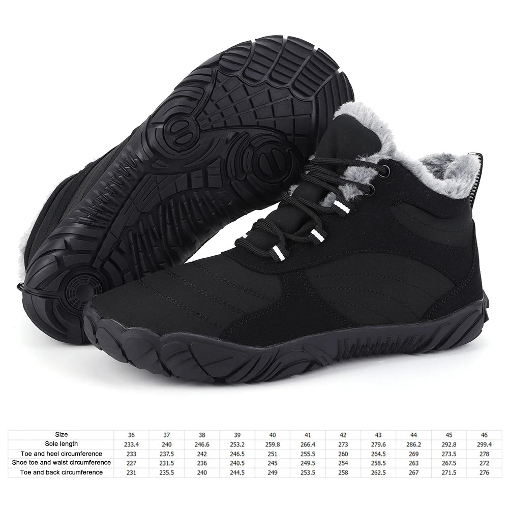 Warm Hike Shoes Non-Slip Waterproof Warm Fur Lined for Women Men (Black 45)