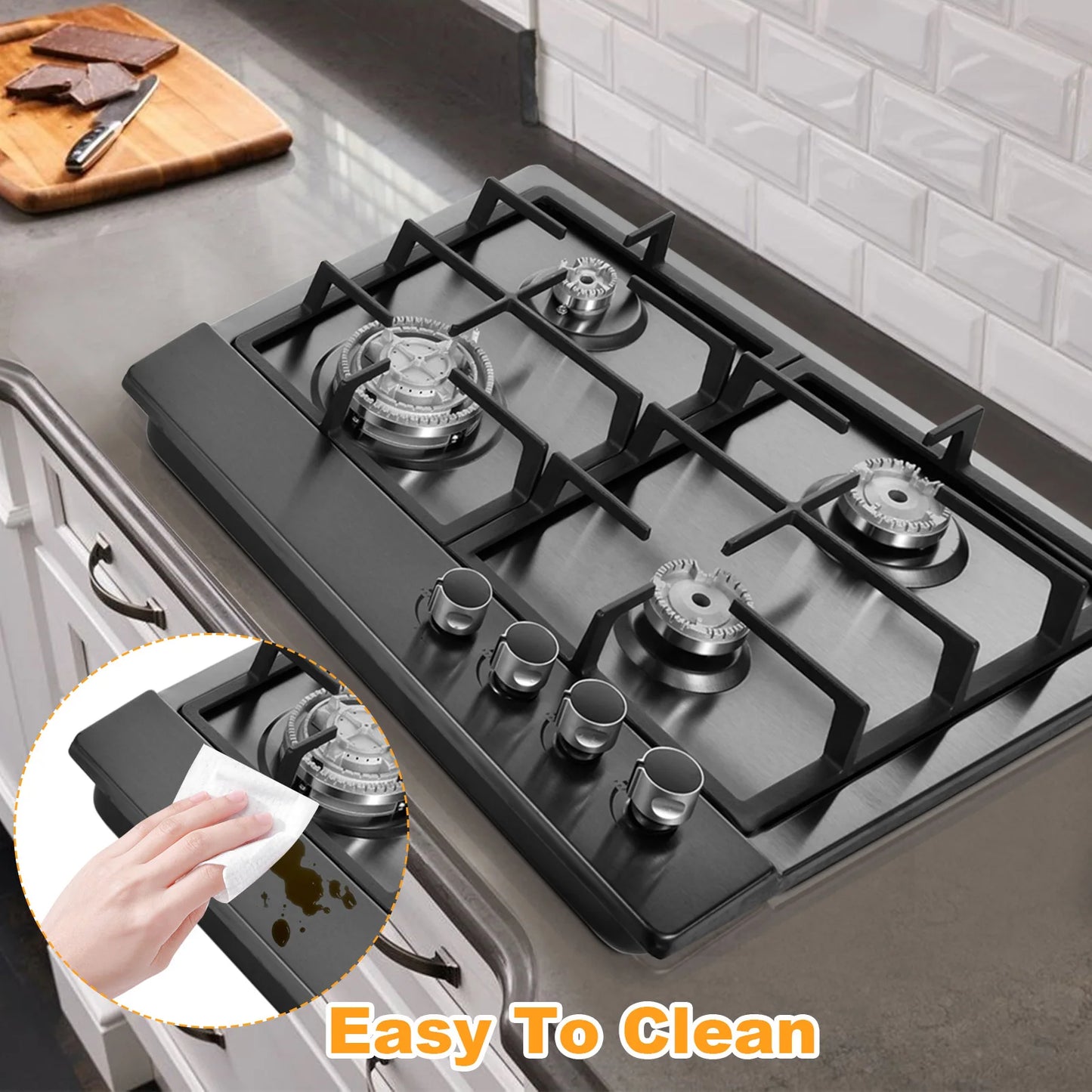 Indoor Propane Stove with Auto Ignition, Portable Countertop Stove Built-in Powerful Burners for Kitchen Cooking,Camping,Outdoor
