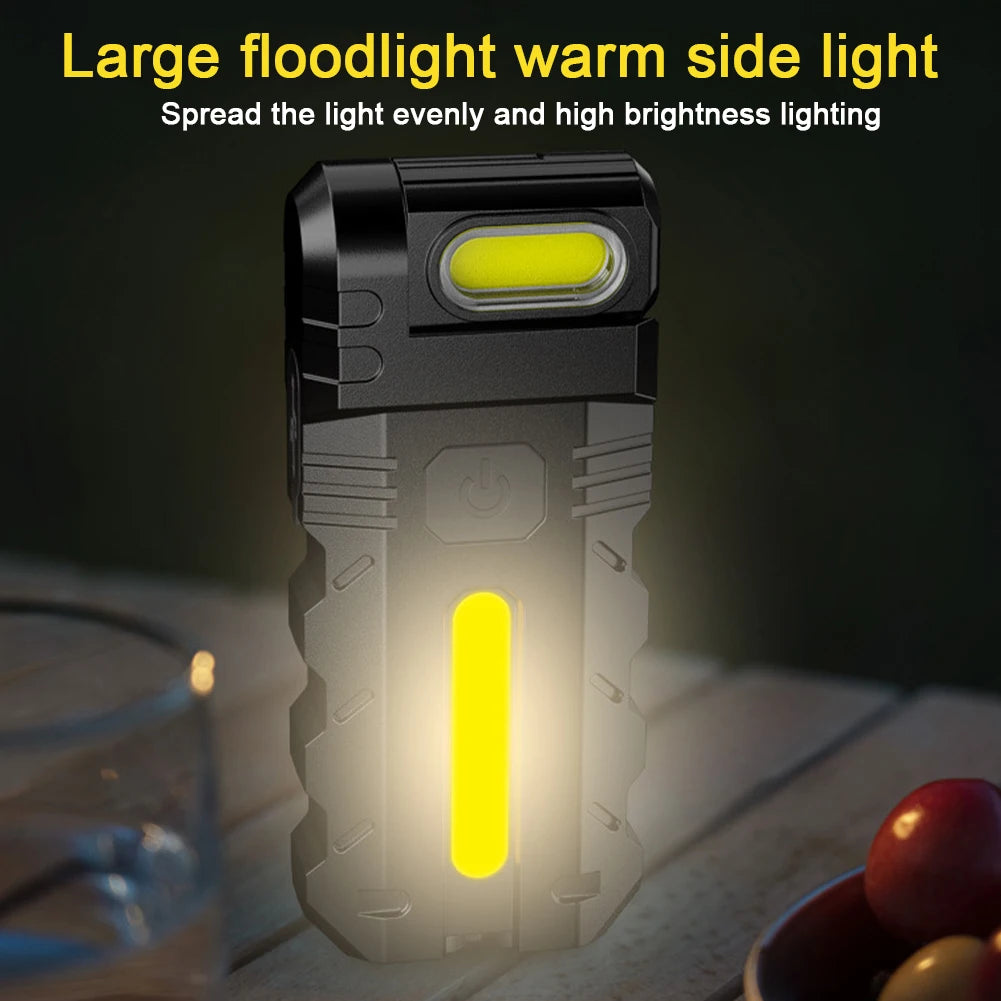 Magnetic LED Flashlight Compact Torch USB Rechargeable Mini Flashlight Waterproof EDC Pocket Flashlight for Outdoor Emergency
