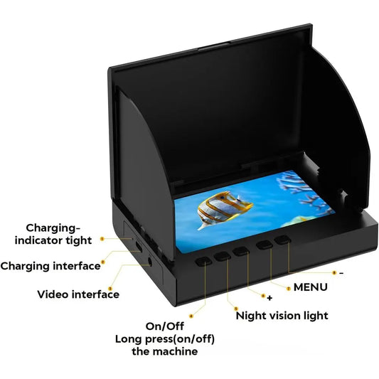 Underwater Fishing Camera with 4.3" IPS Monitor, 65ft/20M Cable Fish Finder Camera with Storage Bag,5000mAh Battery,21pcs IR Lig