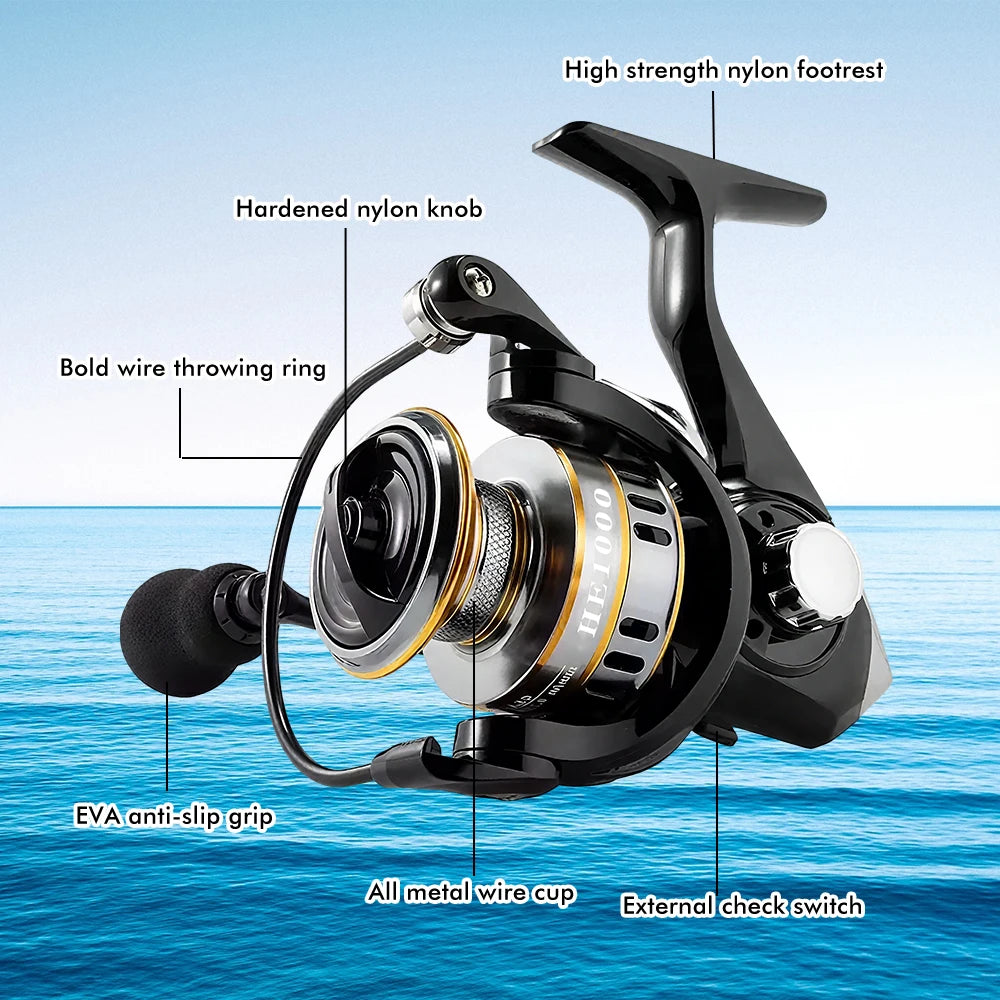 All-metal line Cup Spinning Reel Fishing Reels 1000 5.2:1 Gear Ratio Ultra Light Saltwater Spinning Fishing Reel 22lb Max Drag