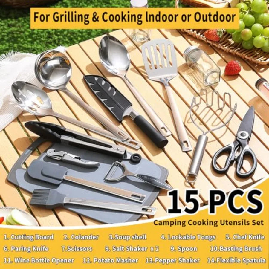 Camping entials Accories Camping Gear Must Haves, Cooking Utensils Set Rv Camping Kitchen Backpacking plies Camper Gadgets Outd