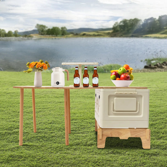 Folding Camping Table with Storage Space, Small Portable Foldable Compartment Table Suitable for Indoor, Outdoor, Barbecue