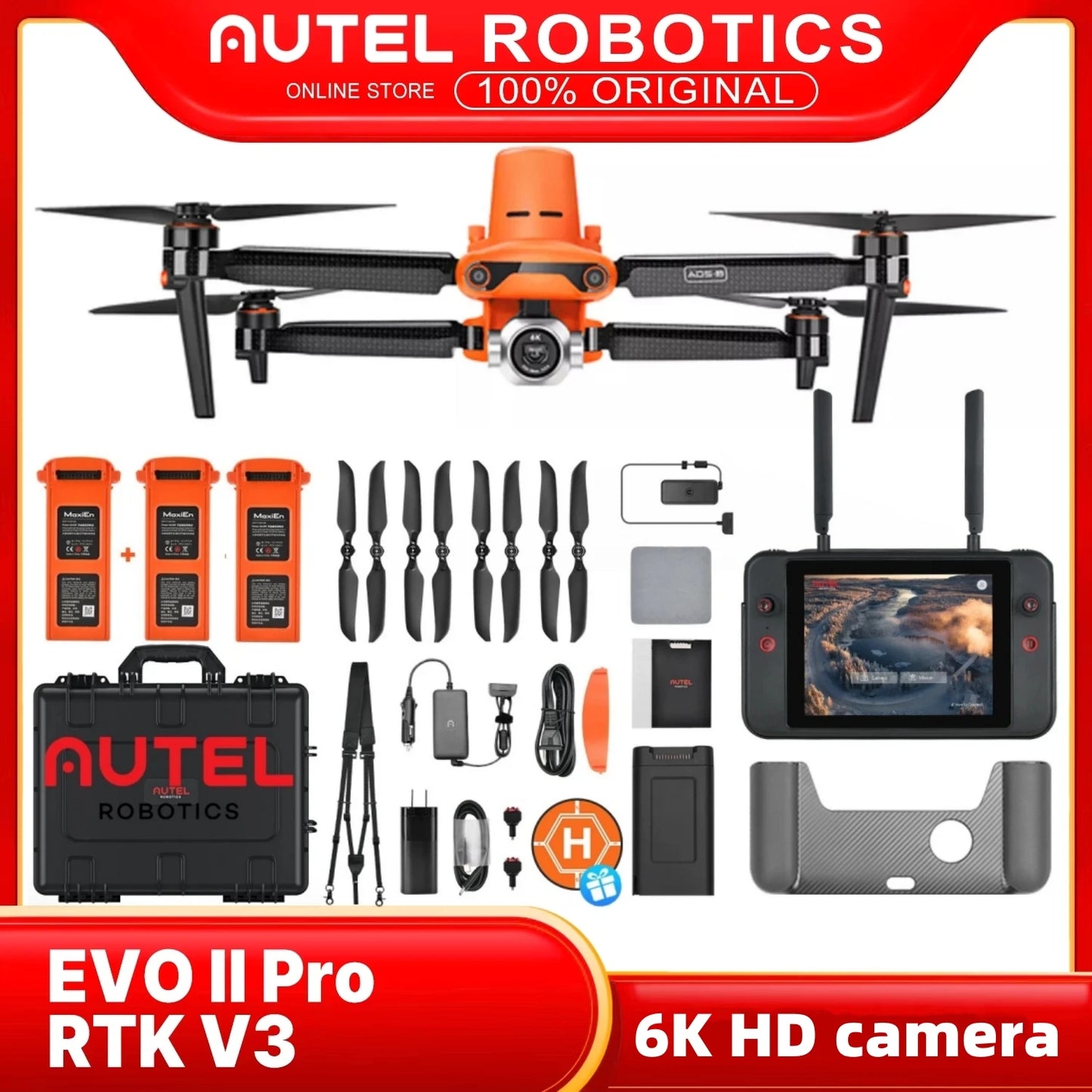 Autel Robotics EVO II Pro RTK V3 Drone Rugged Bundle 20MP Photo& 6K/30fps Video Professional Surveying & Mapping Drone US Stock