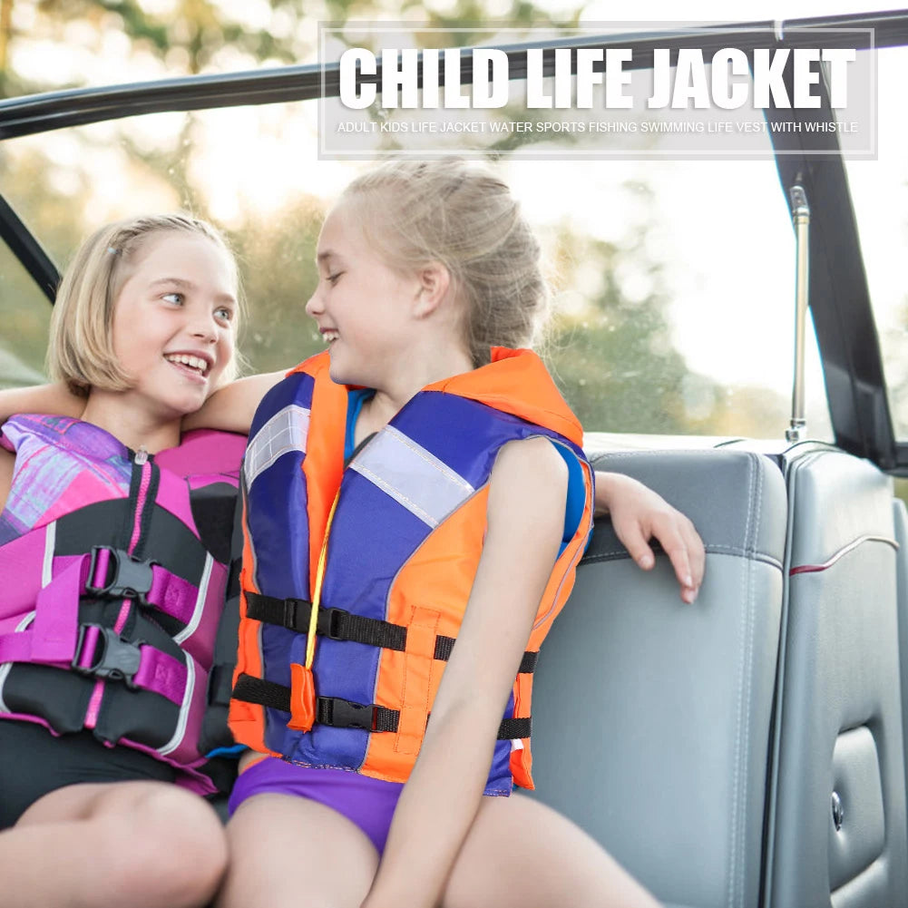 Life Vest with Whistle Adjustable Size Fishing Swimming Water Sports Life Jacket