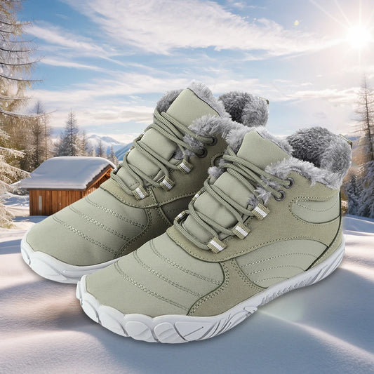 Warm Hike Shoes Non-Slip Waterproof Warm Fur Lined for Women Men (Green 38)