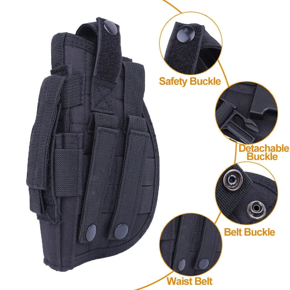 Universal Tactical Nylon Gun Holster Molle Modular Pistol Holster Hunting Universal Gun Holster Right Hand Waist Belt Holster