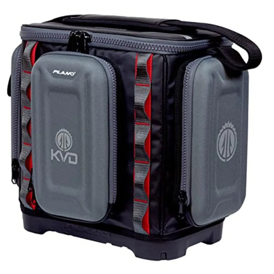 3600 Signature Series Tackle Bag Black with Red Stitching Includes 3 Utility Boxes Customizable Fishing Stor