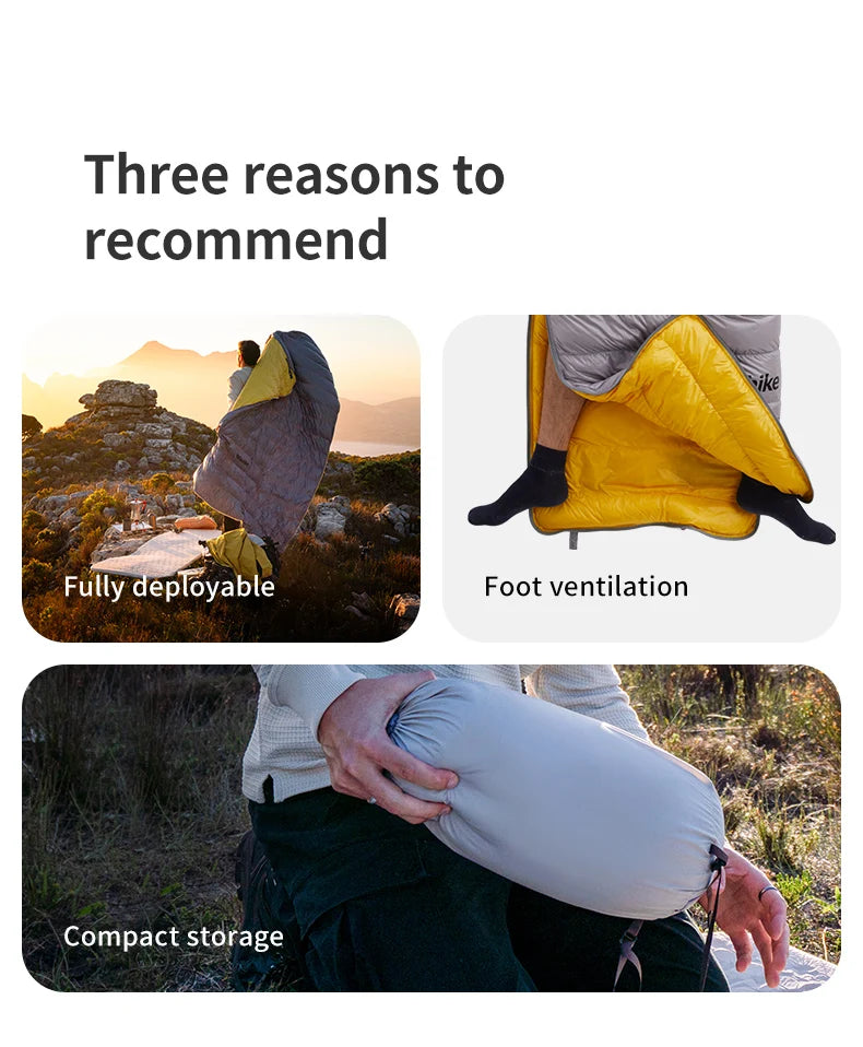 Naturehike CW700 Sleeping Bag Ultralight Down Sleeping Bag for Adults Outdoor Winter Warm 650FP Duck Down Envelope Sleeping Bag