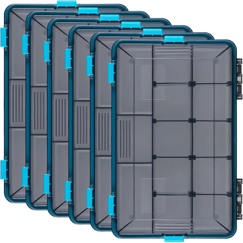Waterproof Tackle Boxes with 3600 & 3700 Removable Dividers, Ideal for Freshwater & Saltwater Fishing (Blue)