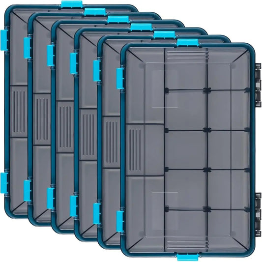 Waterproof Tackle Boxes with 3600 & 3700 Removable Dividers, Ideal for Freshwater & Saltwater Fishing (Blue)