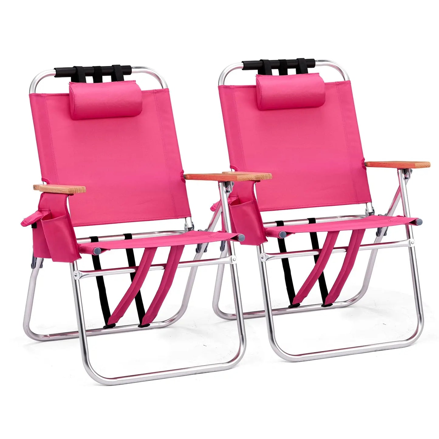 Lightweught 17" Backpack Beach Chair, Tall Beach Chairs for Adults, Portable with Adjustable Straps, 3-Position Customized