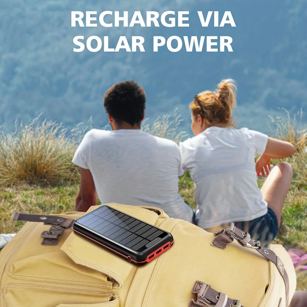 30000mAh Solar Power Bank,3 USB ports,Portable Solar Charger External Battery Bank,LED Flashlight, Camping,Travel & Emergen Use